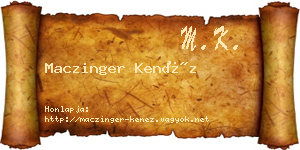 Maczinger Kenéz névjegykártya
